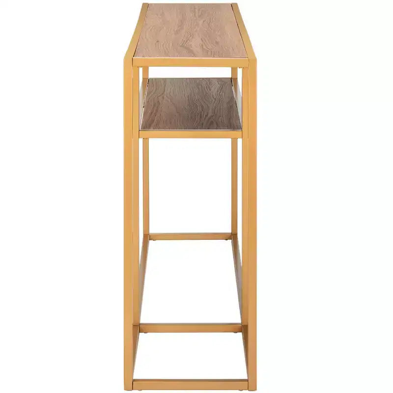 Console Table with Open Shelf — Modern Gold Frame, Staggered Tiers