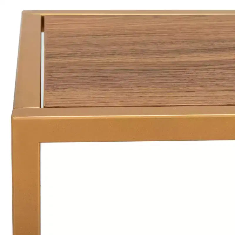 Console Table with Open Shelf — Modern Gold Frame, Staggered Tiers