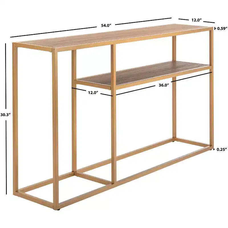 Console Table with Open Shelf — Modern Gold Frame, Staggered Tiers