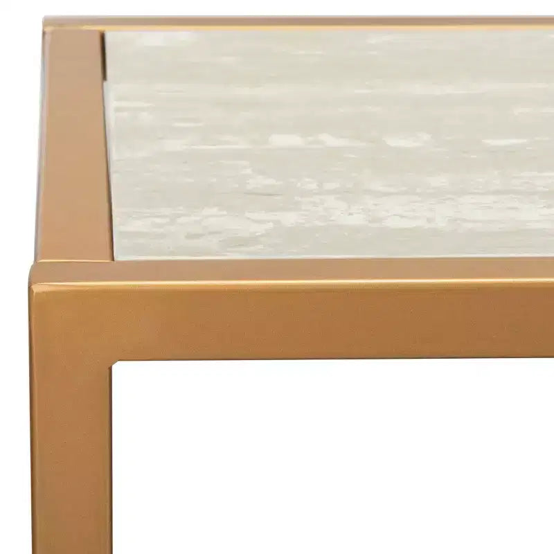 Console Table with Open Shelf — Modern Gold Frame, Staggered Tiers