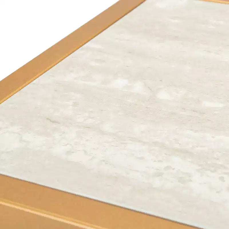 Console Table with Open Shelf — Modern Gold Frame, Staggered Tiers