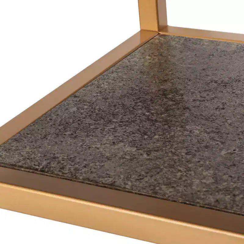 Console Table with Open Shelf — Modern Gold Frame, Staggered Tiers