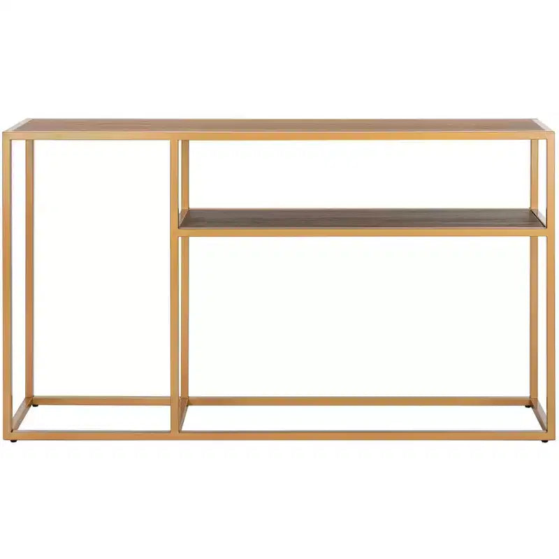 Console Table with Open Shelf — Modern Gold Frame, Staggered Tiers