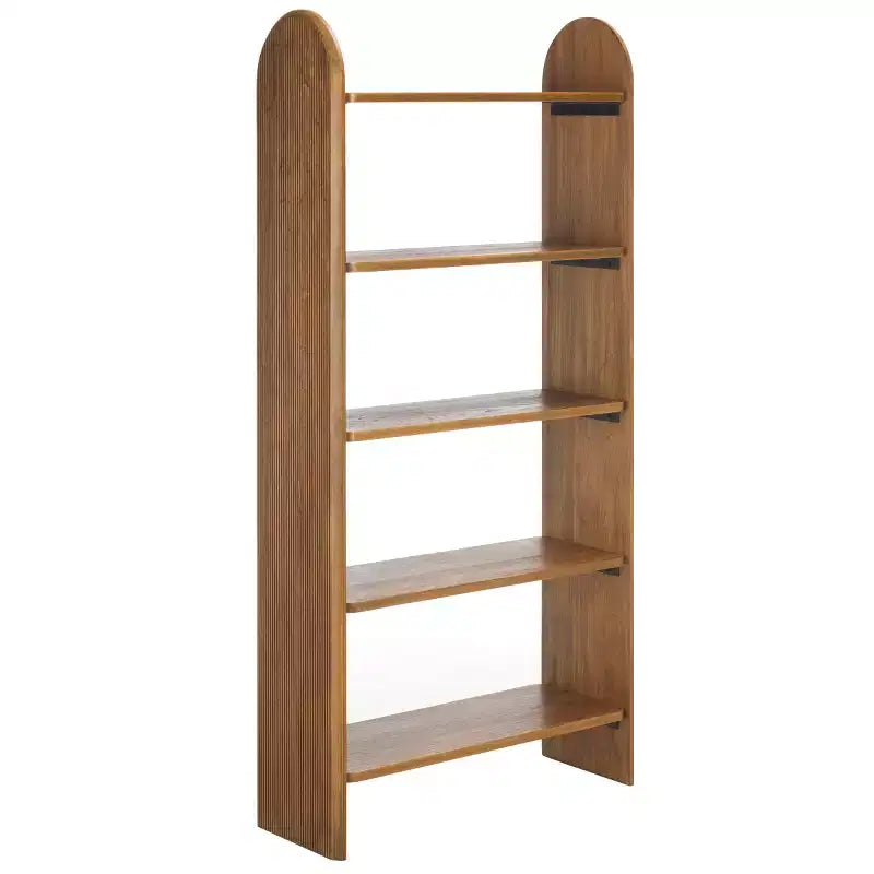 5-Shelf Ribbed Ladder Etagere Bookcase
