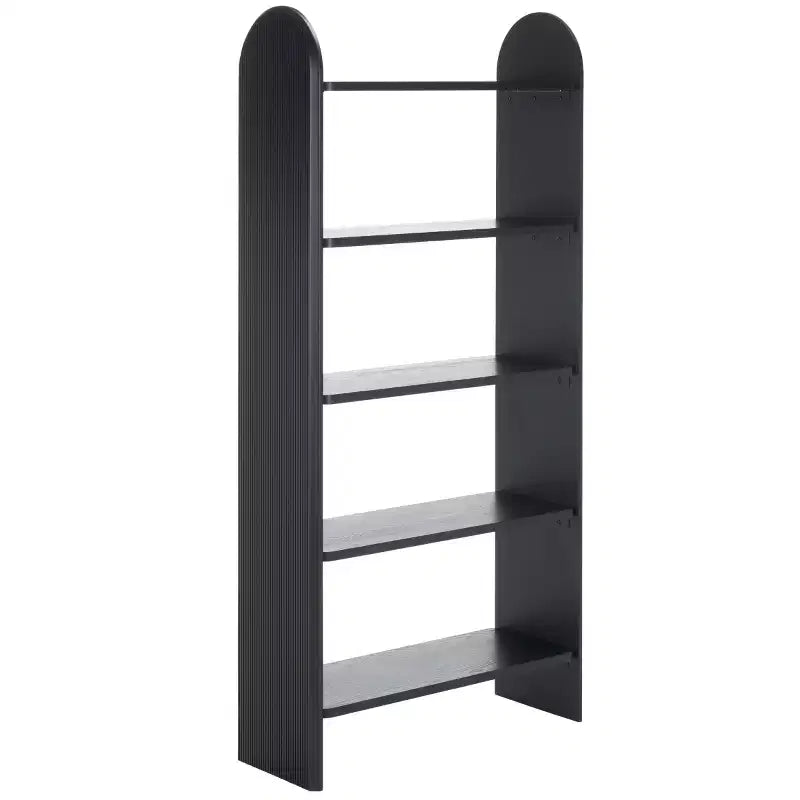 5-Shelf Ribbed Ladder Etagere Bookcase