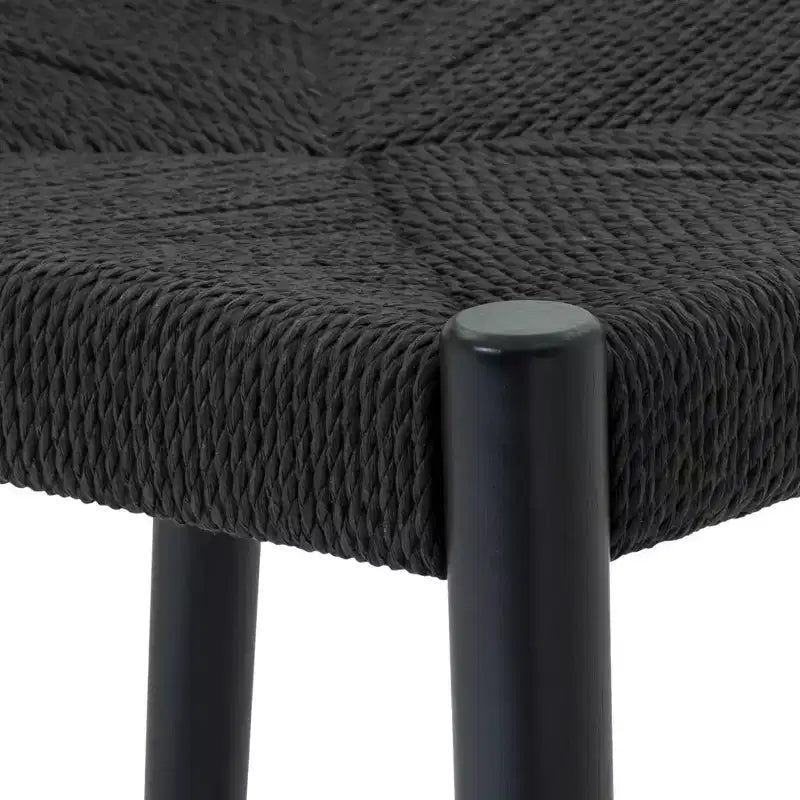 Woven Paper Cord and Wood Counter Height Barstool