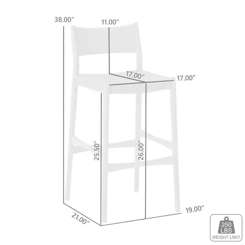 Woven Paper Cord and Wood Counter Height Barstool