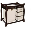 Badger Basket Sleigh Style Baby Changing Table with Hamper and 3 Baskets - Espresso