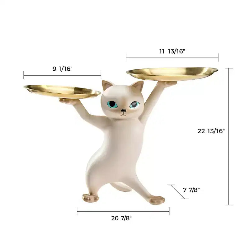 ERGONOMIC,Enchanting Cat Side Table,23.87W x 7.87D x 19.69H,Glass Tray