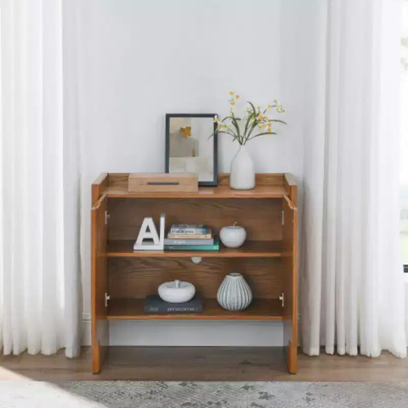 Mdf Walnut Sideboard, Dining Cabinet With Storage, Country Style Storage Cabinet, Suitable For Entry, Hallway, Living Room, Kitchen, Dining Room