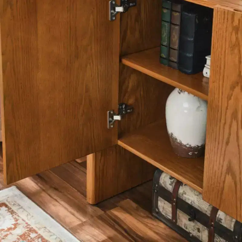 Mdf Walnut Sideboard, Dining Cabinet With Storage, Country Style Storage Cabinet, Suitable For Entry, Hallway, Living Room, Kitchen, Dining Room