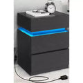 Nightstand with LED Lights, Bedside Table with Adjustable Light Colors, Modern Style Side Table featuring 3 Drawers, 13.8 x 15.7 x 21.7 Inches